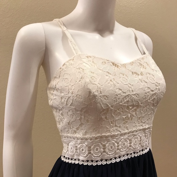 IN San Francisco Formal Dress Size 5 Blue White Mini Dress Prom Graduation - Picture 8 of 14